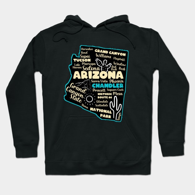 Arizona Chandler map arizona state usa arizona tourism Chandler tourism Hoodie by BoogieCreates